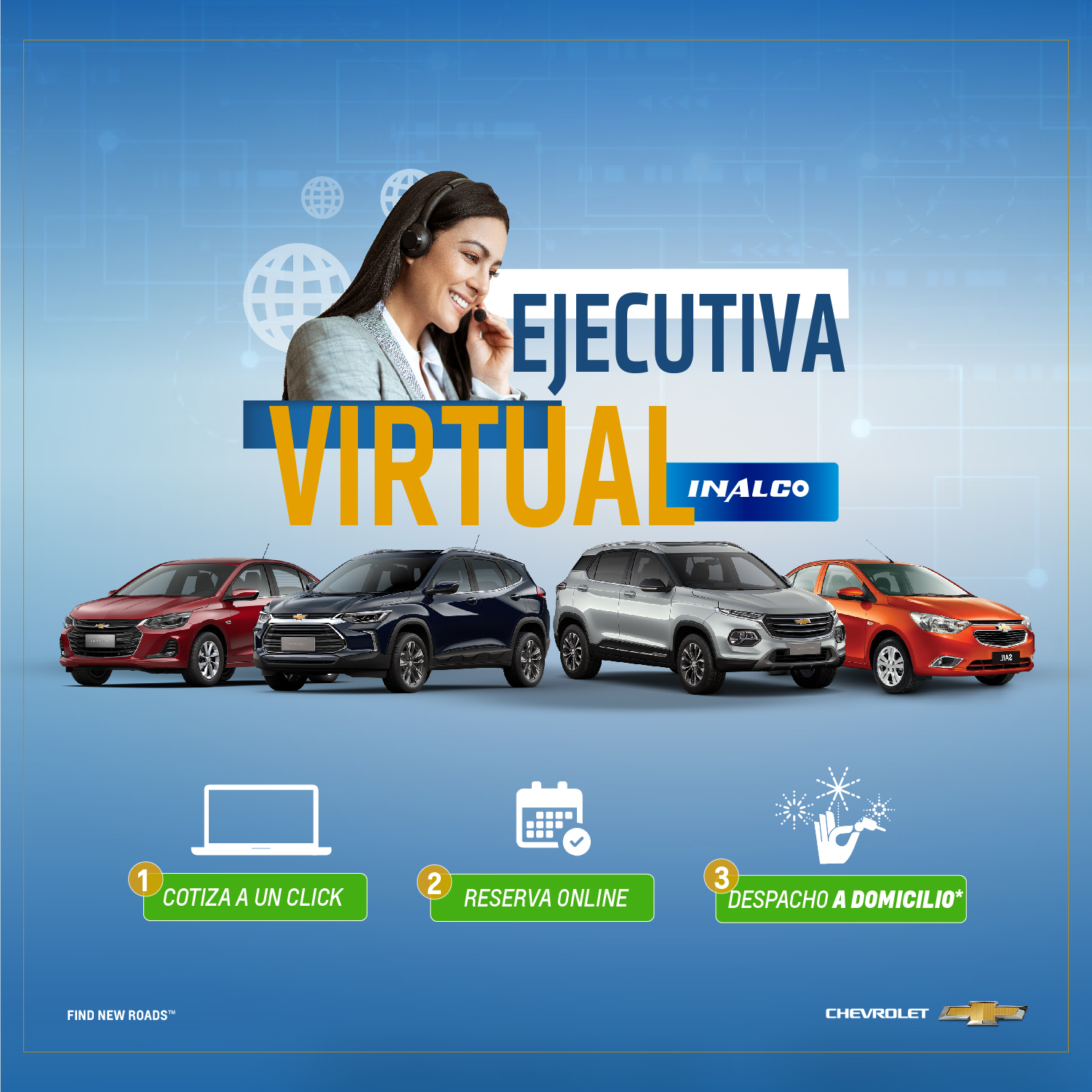 Pieza gráfica de la campaña Ejecutiva Virtual de Chevrolet Inalco